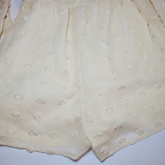 Lulus Frill Factor Cream Dotted Sheer Sleeve Romper Sz XS - Picture 14 of 17